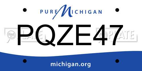 PQZE47 Michigan License Plate