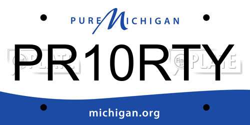 PR10RTY Michigan License Plate