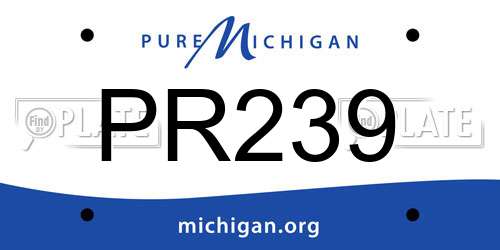 PR239 Michigan License Plate