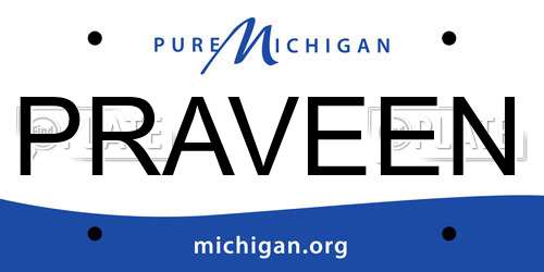PRAVEEN Michigan License Plate