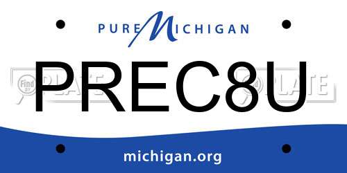 PREC8U Michigan License Plate