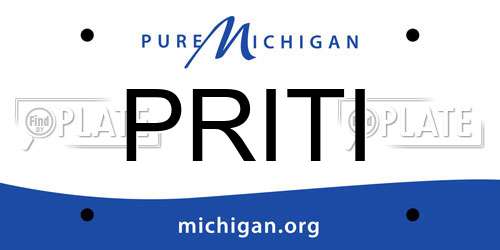 PRITI Michigan License Plate