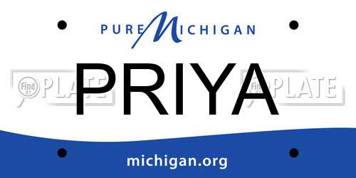 PRIYA Michigan License Plate