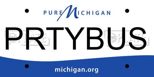 PRTYBUS Michigan License Plate
