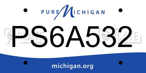 PS6A532 Michigan License Plate