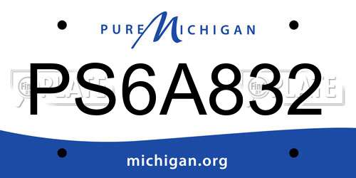 PS6A832 Michigan License Plate