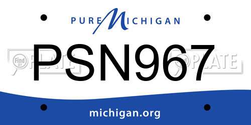 PSN967 Michigan License Plate