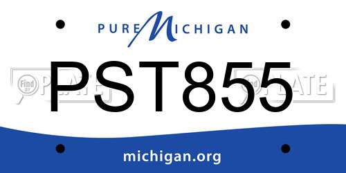 PST855 Michigan License Plate