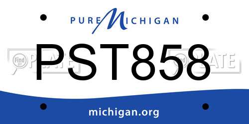 PST858 Michigan License Plate