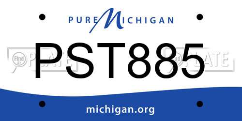 PST885 Michigan License Plate