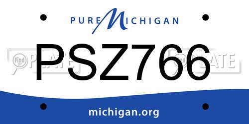 PSZ766 Michigan License Plate