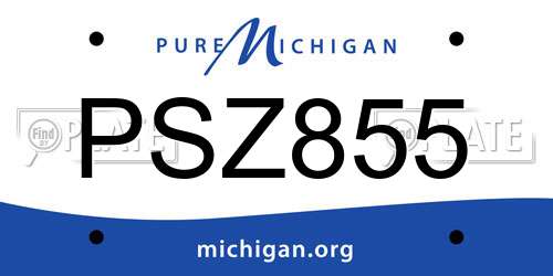 PSZ855 Michigan License Plate