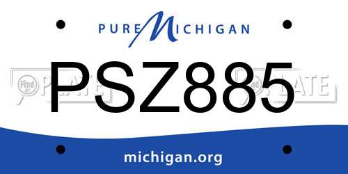 PSZ885 Michigan License Plate