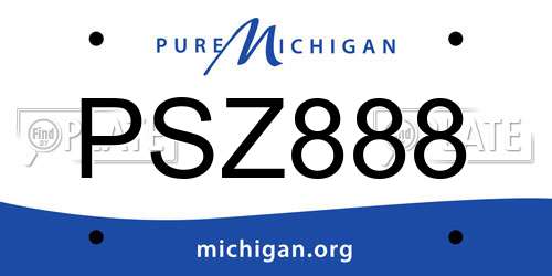 PSZ888 Michigan License Plate