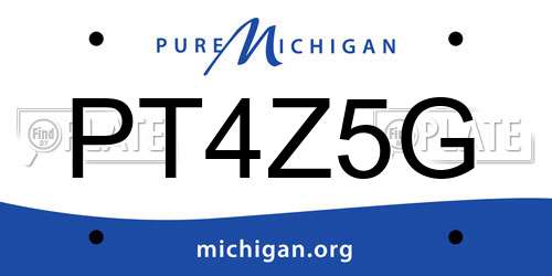 PT4Z5G Michigan License Plate