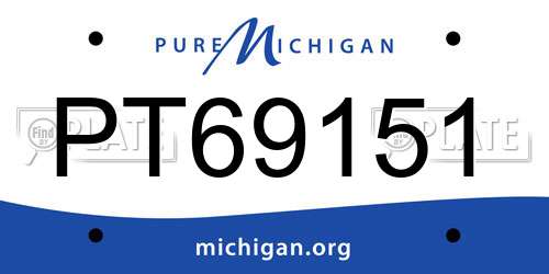PT69151 Michigan License Plate