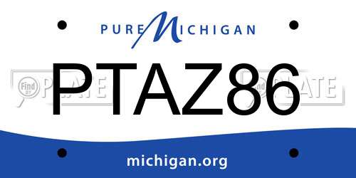 PTAZ86 Michigan License Plate