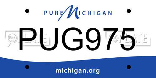PUG975 Michigan License Plate