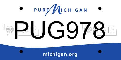 PUG978 Michigan License Plate