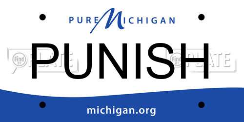PUNISH Michigan License Plate