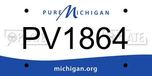 PV1864 Michigan License Plate