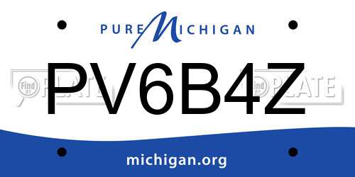PV6B4Z Michigan License Plate