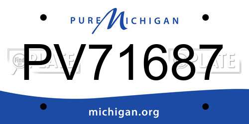 PV71687 Michigan License Plate