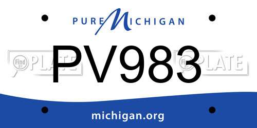 PV983 Michigan License Plate
