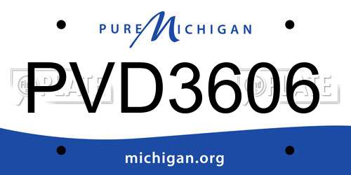 PVD3606 Michigan License Plate