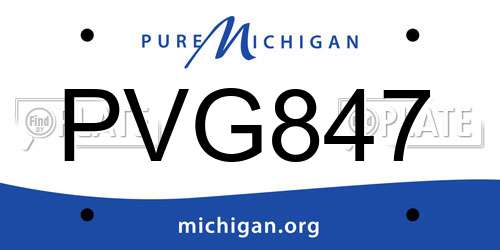 PVG847 Michigan License Plate