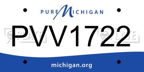 PVV1722 Michigan License Plate