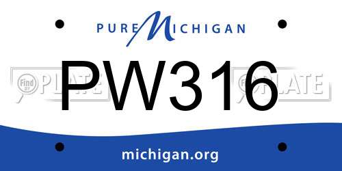 PW316 Michigan License Plate