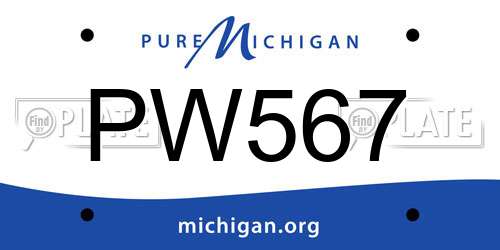 PW567 Michigan License Plate