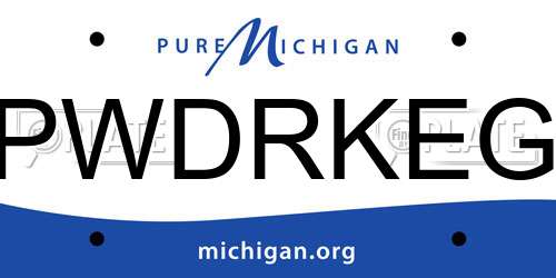 PWDRKEG Michigan License Plate