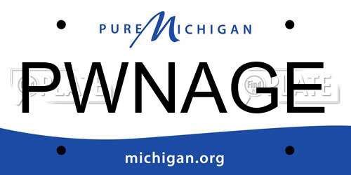 PWNAGE Michigan License Plate