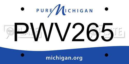 PWV265 Michigan License Plate