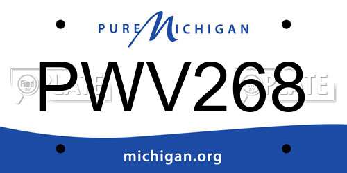 PWV268 Michigan License Plate