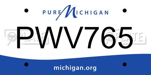 PWV765 Michigan License Plate