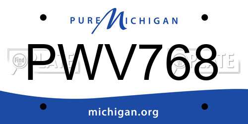 PWV768 Michigan License Plate