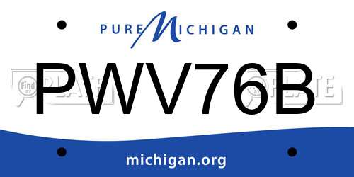 PWV76B Michigan License Plate
