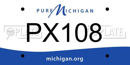 PX108 Michigan License Plate