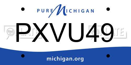 PXVU49 Michigan License Plate