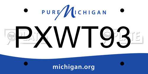 PXWT93 Michigan License Plate