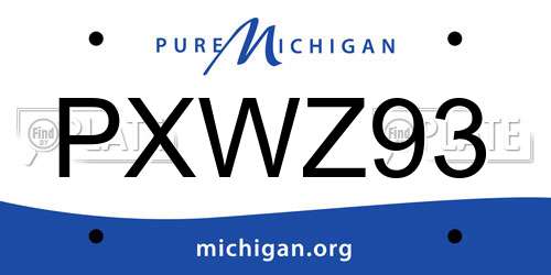 PXWZ93 Michigan License Plate