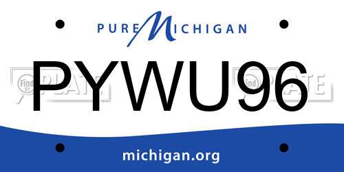 PYWU96 Michigan License Plate