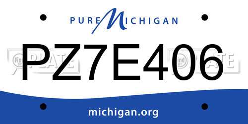 PZ7E406 Michigan License Plate