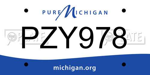 PZY978 Michigan License Plate
