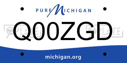 Q00ZGD Michigan License Plate