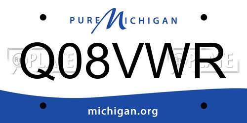 Q08VWR Michigan License Plate