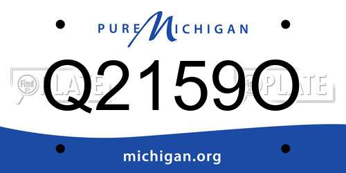 Q2159O Michigan License Plate